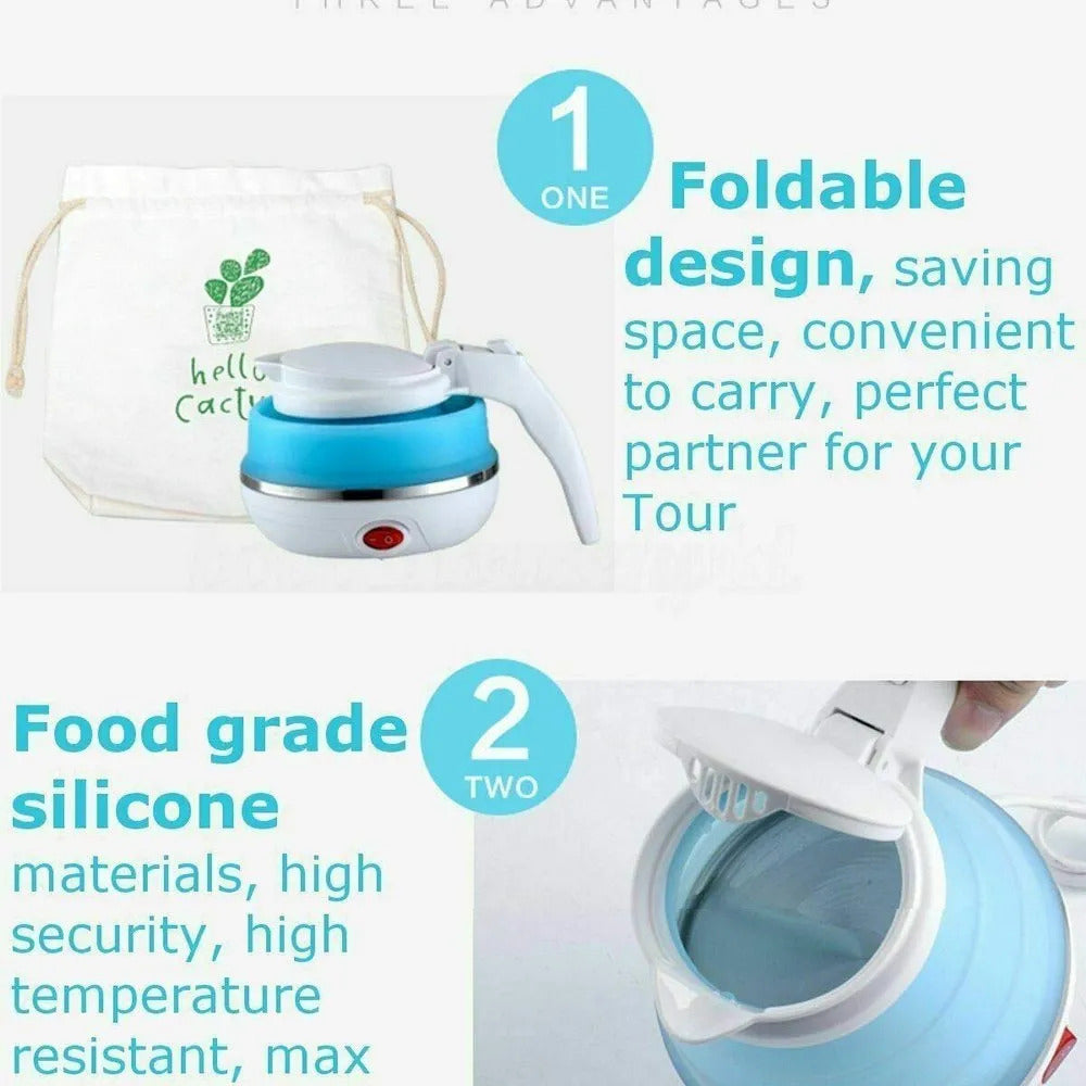 Collapsible Travel Kettle – Fast Boil 600ml | Portable, Foldable & Quick-Heating Electric Bottle